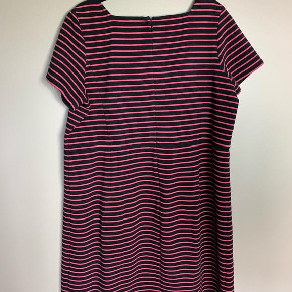 Talbots textured, structured, ponte-knit 'little black dress' w/ coral pinstripe - Picture 3 of 4